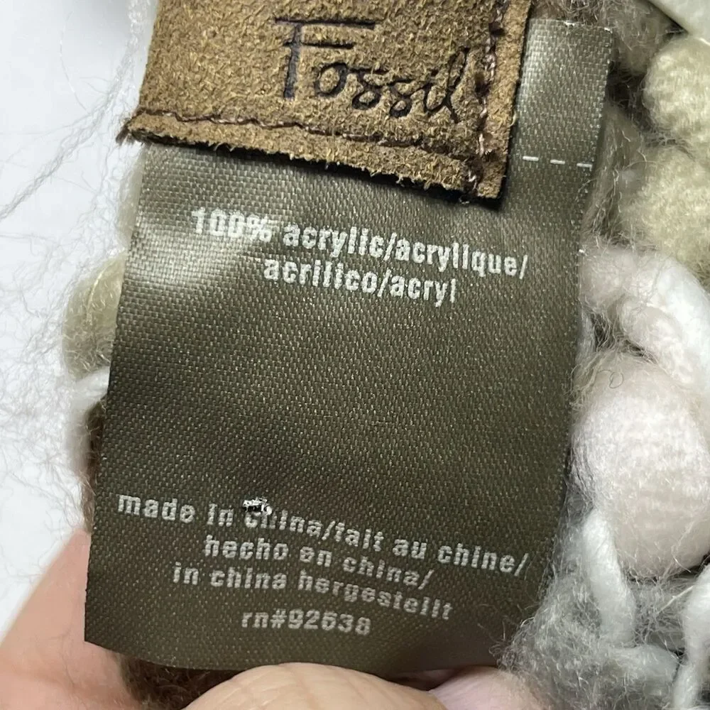 NWT Fossil Chunky Neutral Multi Knit Mia Neck Scarf with Large Button